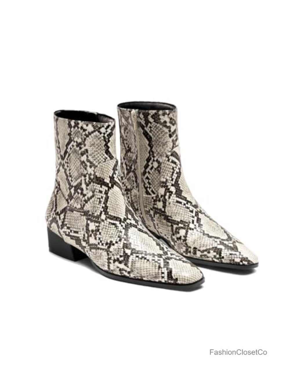 Women's Faux Leather Ankle Boots Low Heel Square Toe Side Zipper Dressy Fall